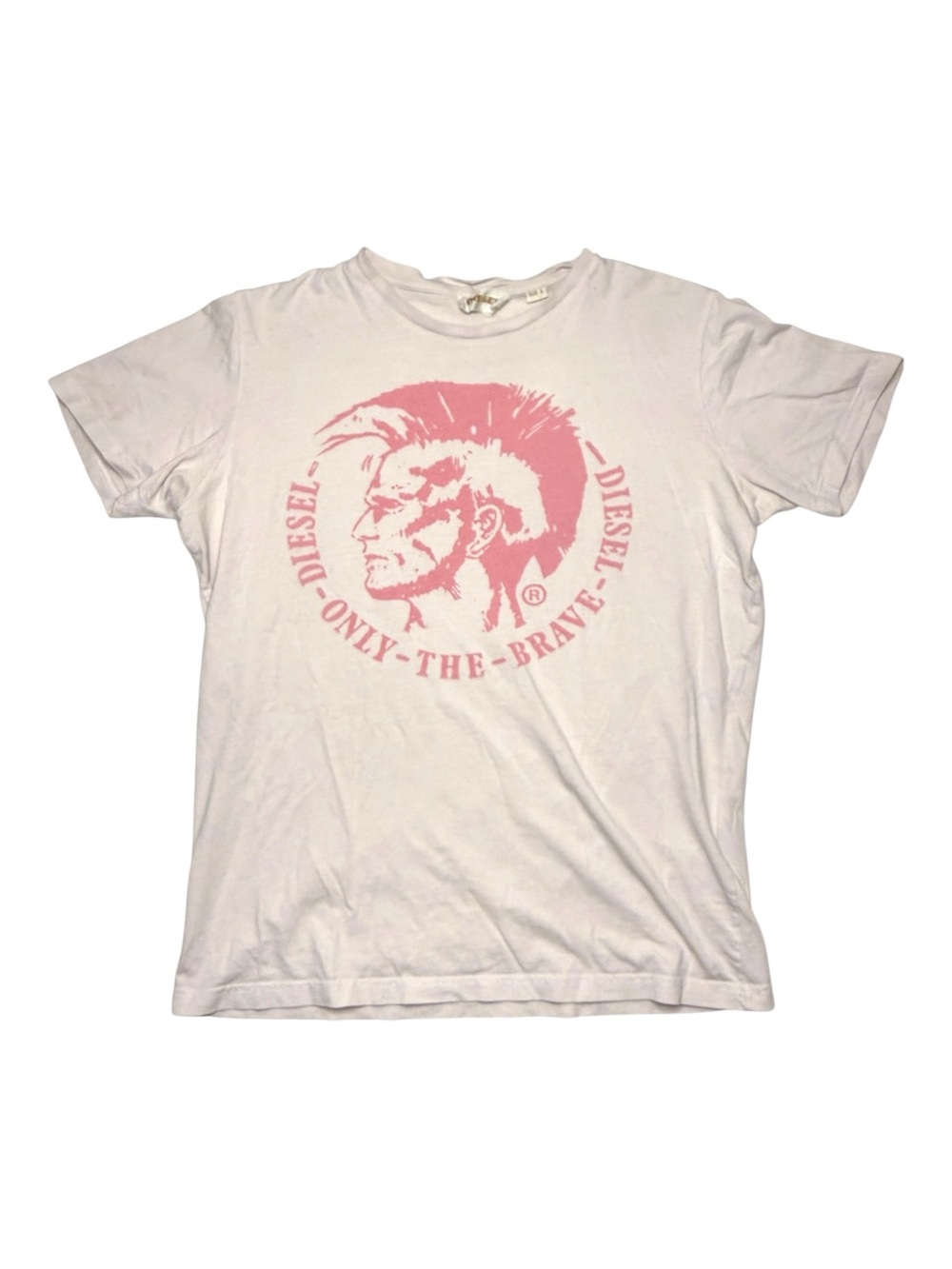 Diesel Only The Brave White Pink T-shirt Small